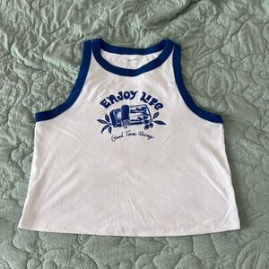 Old Navy White Tank Top with Blue Trim